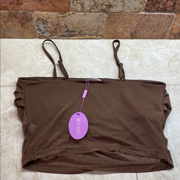 Avidlove Brown Sheer Camisole Top Medium Adjustable Strap Tank Women’s Stretch - Picture 8 of 9